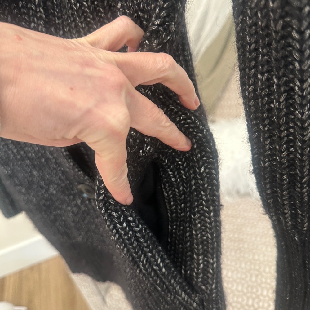 Gap Wool Blend Cardigan / Black Marled Knit / Size M - Picture 2 of 5